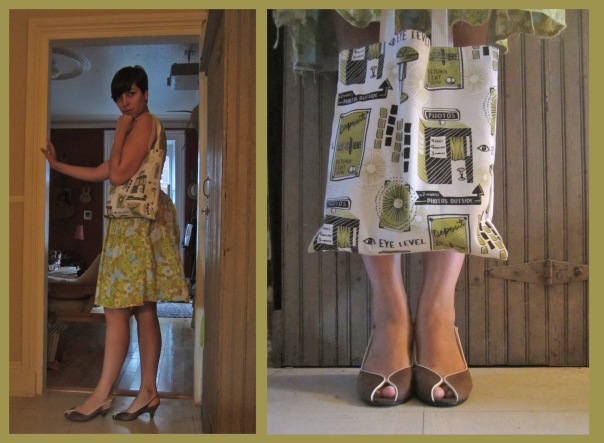 dress: vintage, thrifted shoes: thrifted ages ago photobooth bag from meags fitzgerald